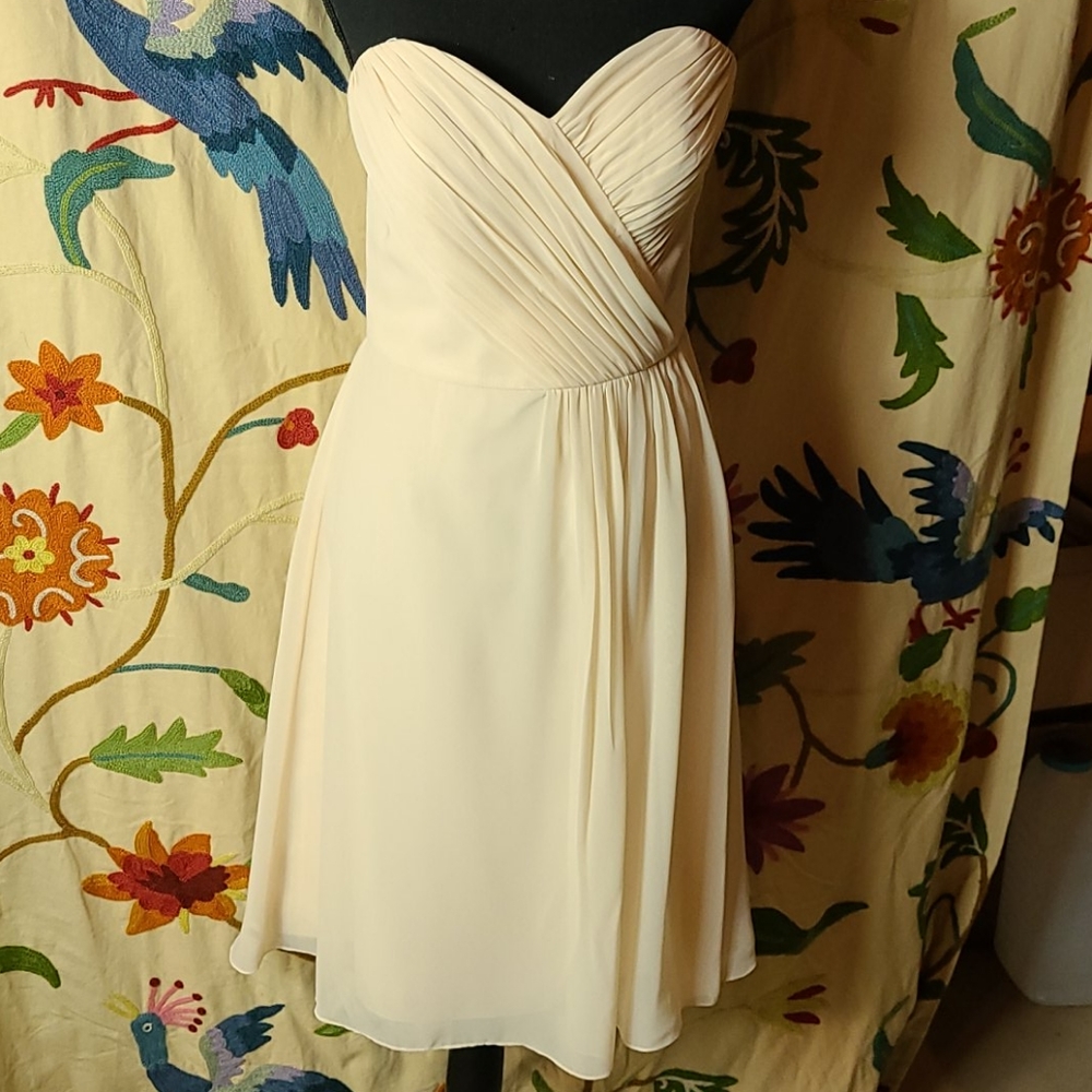 Cream Chiffon Strapless Formal